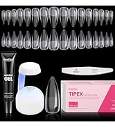 Beetles Tipex Gel Nail Kit, Medium Stiletto Nail Tips 224 Pcs 16 Sizes Pre-Building Pre-Etched Fa...