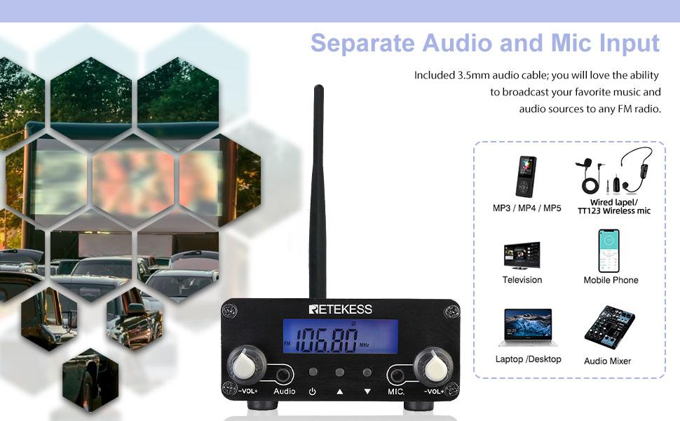 Retekess TR508 FM Transmitter, for Church Parking Lot, FM Broadcast