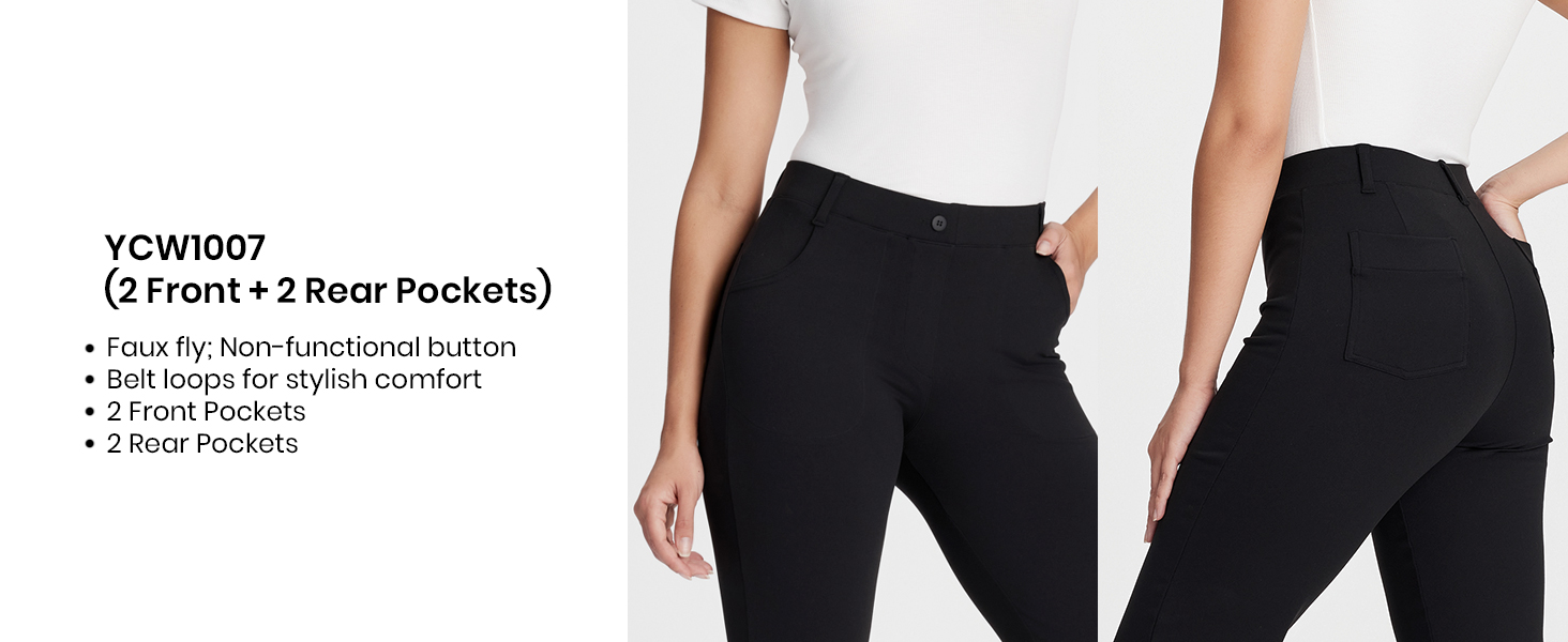 Yogipace,Belt Loops,Women's Petite/Regular/Tall Straight Leg Yoga Dress Pants