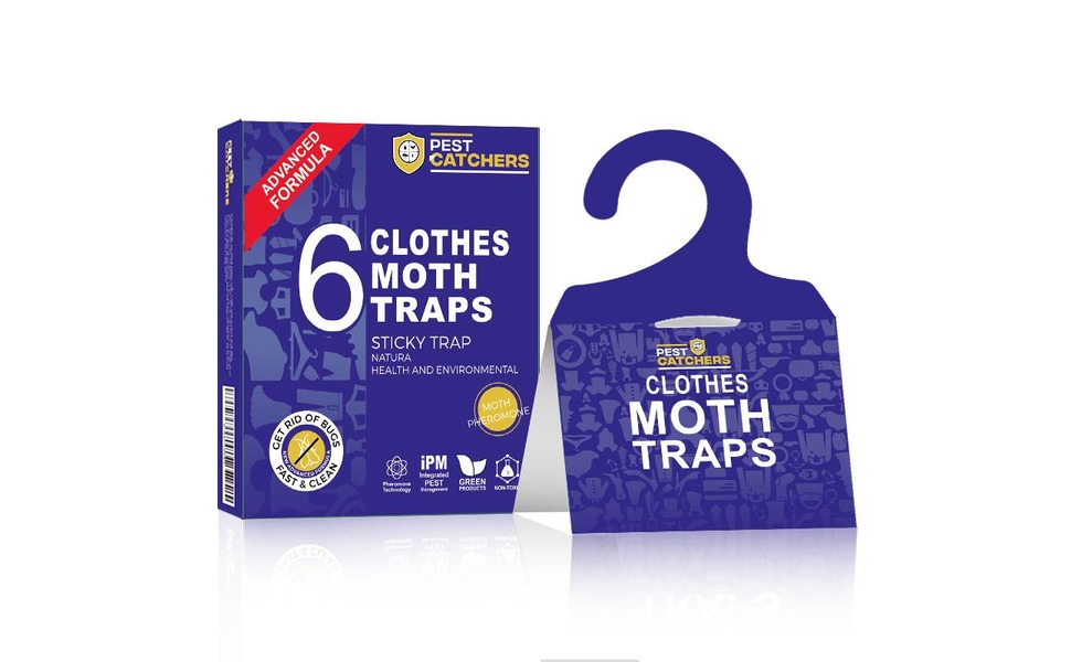 PestCatchers Clothing Moth Traps with Pheromones 6 Piece, Paper Clothes