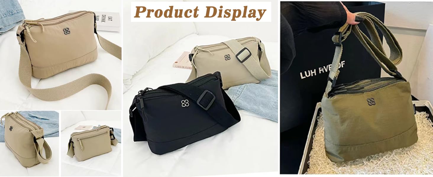 This lightweight nylon cross body bag is designed simple but functional, it is more casual style,