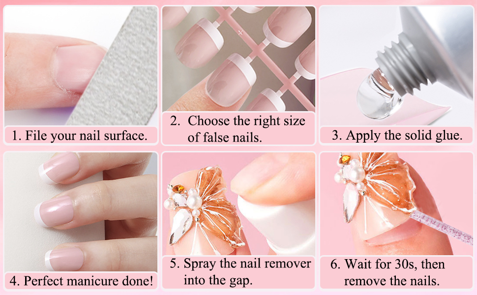 french press on false nail kit solid gel nail glue remover