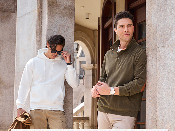 JMIERR Quarter Pullover Men Corduroy Henley Sweatshirt Casual Long JMIERR Quarter Pullover Men Corduroy Henley Sweatshirt Casual Long