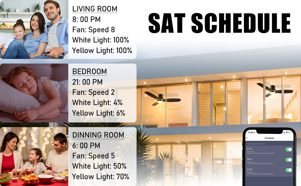 52" Low Profile Ceiling Fan with Dimmable LED Light, Modern Ceiling Fan