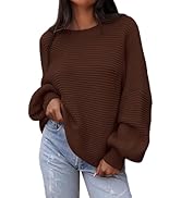 PRETTYGARDEN Womens Sweaters Fall 2025 Long Lantern Sleeve Oversized Sweater Casual Crewneck Loos...