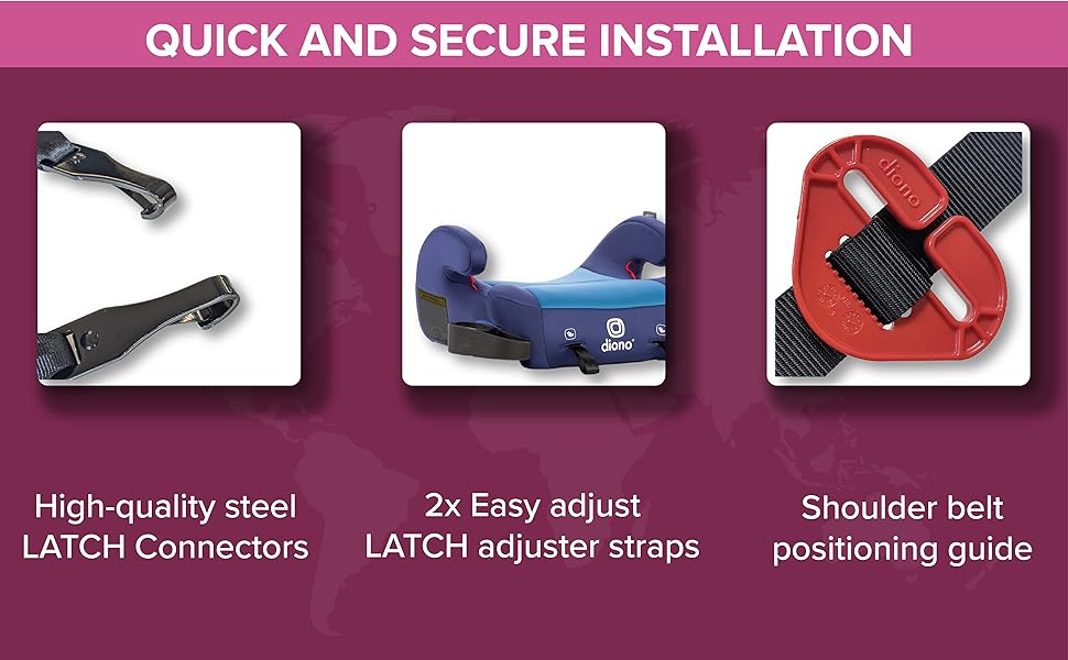 Diono Solana 2 XL 2022, Dual Latch Connectors, Lightweight Backless