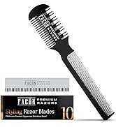 Facón Razor Comb for Hair Cutting - Professional Hair Cutting Comb Kit with 12 Replacement Blades...