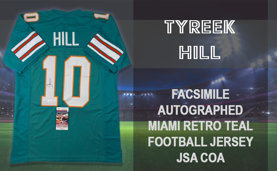 Autographed/Signed Tyreek Hill Miami Retro Teal Football Jersey JSA COA