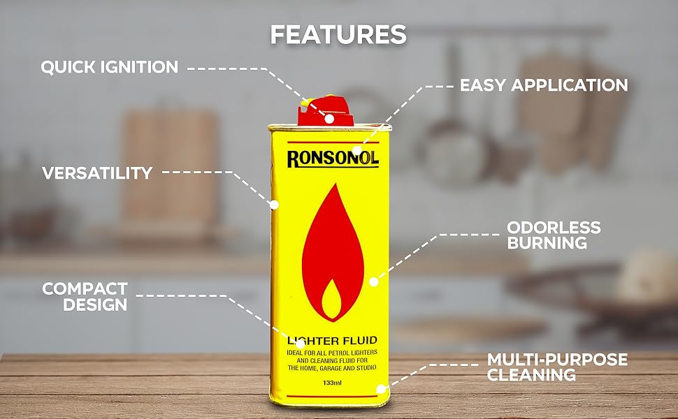 ZYBUX RONSONOL Lighter Fluid 133ml LongLasting, Clean Burning Fuel for Everyday Use