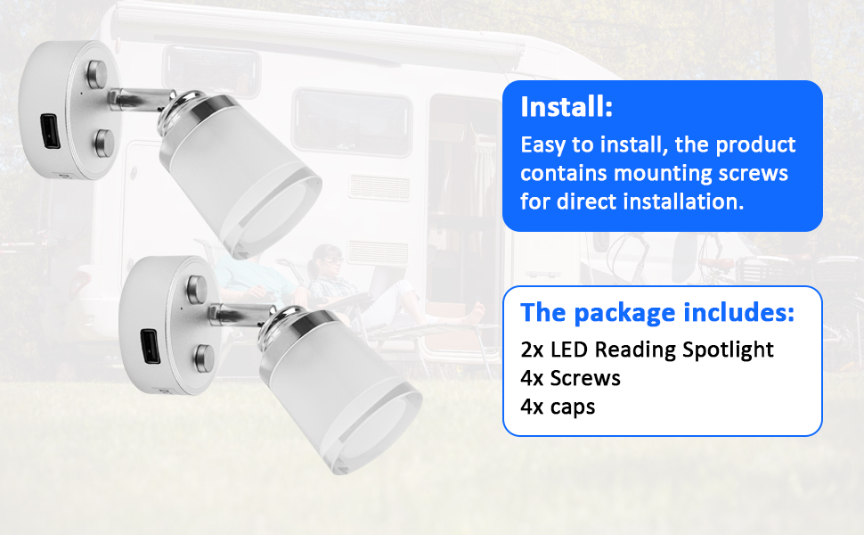 LANDSIN RV Reading Lights LED 12V Fixtures with USB Port