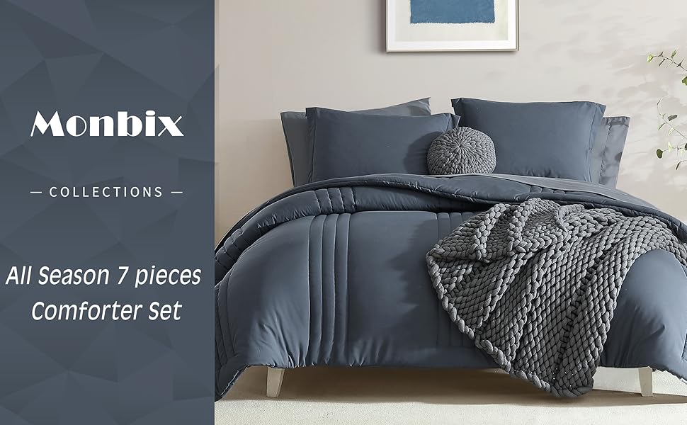 Monbix Comforter King Size Bed Set, King Comforters Set 7