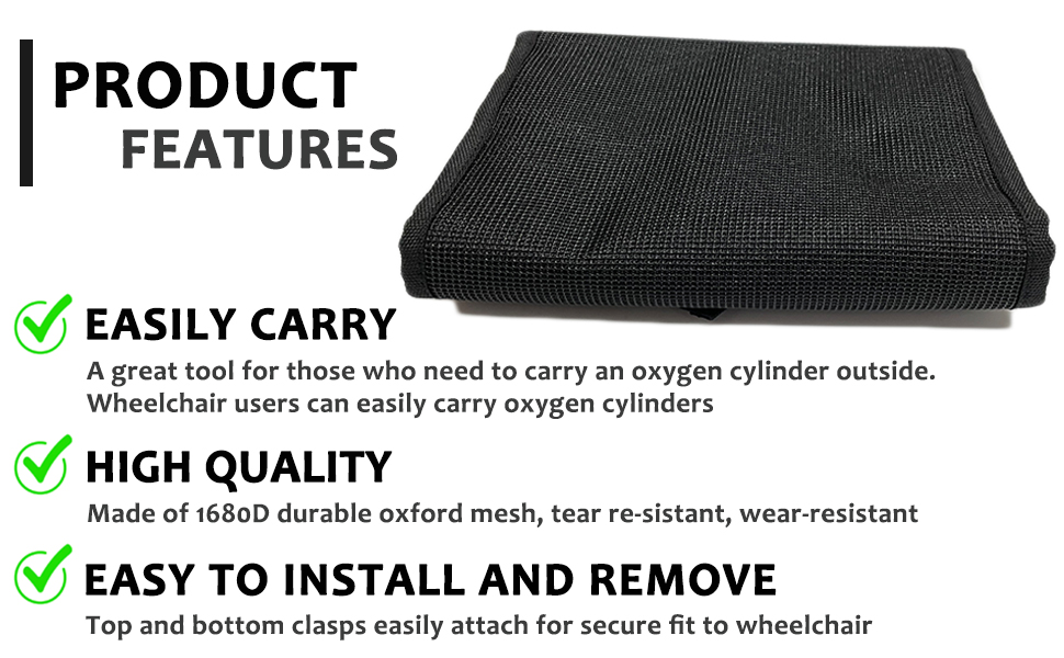 Oxygen Cylinder Bag for Wheelchair & Knee Scooter O2 Tank Carrier