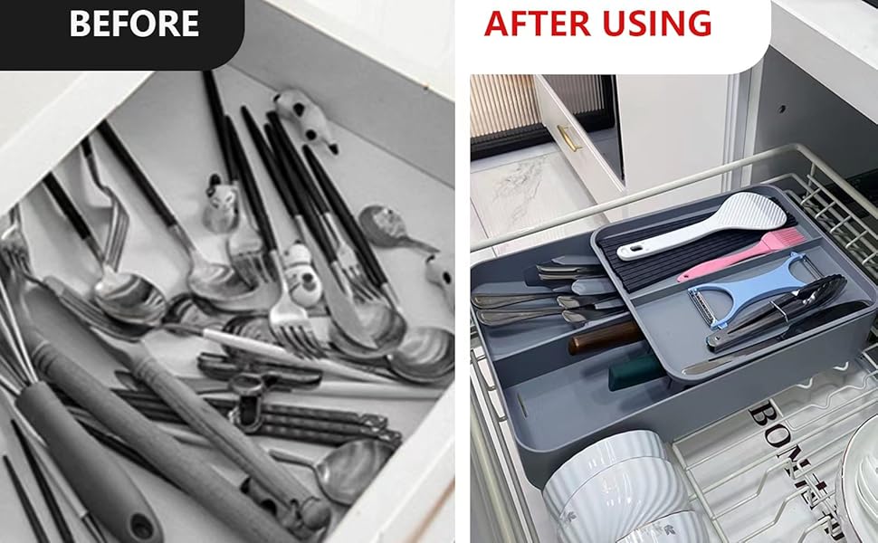 Silverware Organizer for Kitchen Drawer Utensil Organizer Storage Tray