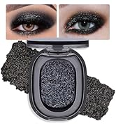 FeiCuiYun Black Glitter Eyeshadow Palette Makeup for Women, Glitter Shimmer Metallic Holographic ...