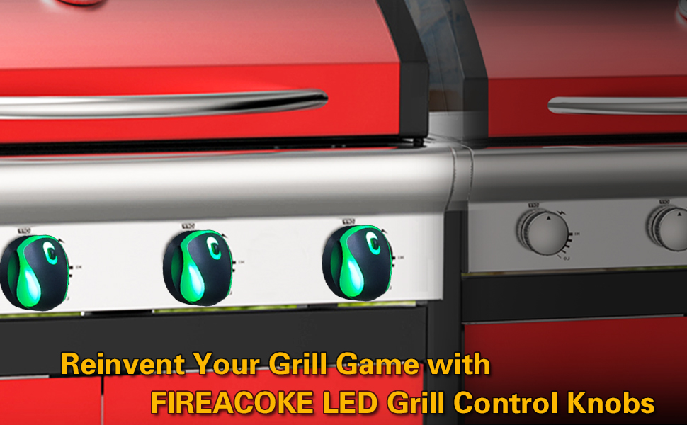 FIREACOKE LED Grill Control Knobs, 4 Pack Wave Style Replacement Knobs for Gas