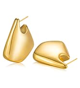 DORANA Earrings Dupes Gold Chunky Earrings for Women 14K Gold Fin Earring Dupes Lightweight