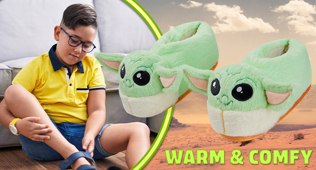 Disney Stitch Slippers Kids - 3D Fluffy Baby Yoda