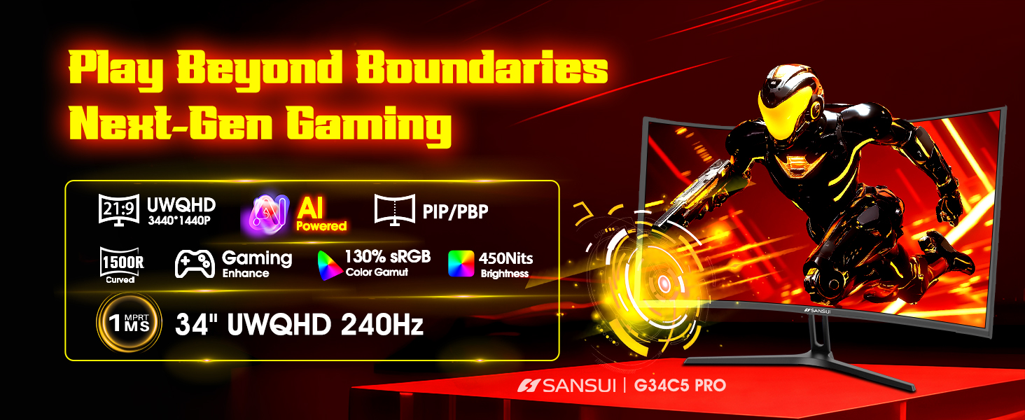 34 Inch 2K 240Hz Curved Gaming Monitor