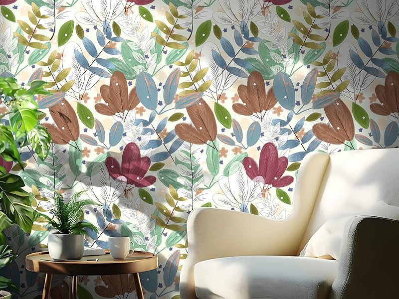Idomural Peel and Stick Wallpaper Boho Leaf Removable Wallpaper for
