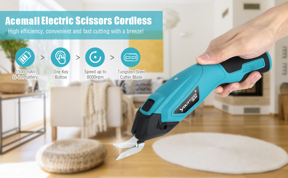 Electric Fabric Scissors 4.0V Cordless Electric Power Scissors with