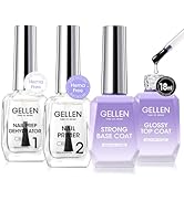 Gellen Nail Dehydrator and Primer with Base Coat Top Coat, Acid-Free Hema-free Nail Prep Dehydrat...