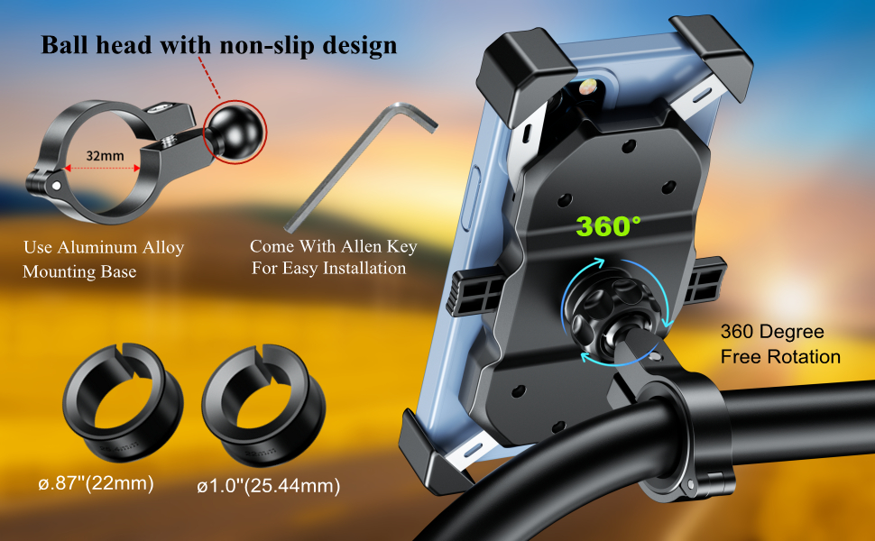 360 rotation handlebar bike phone holder