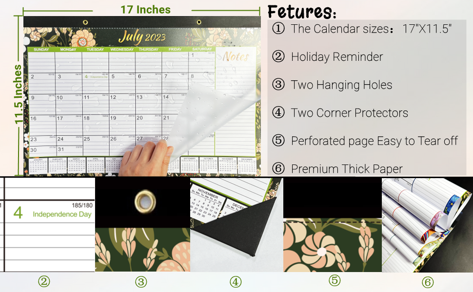 Desk Calendar 20232024, Large Desk/Wall Calendar, 17" x