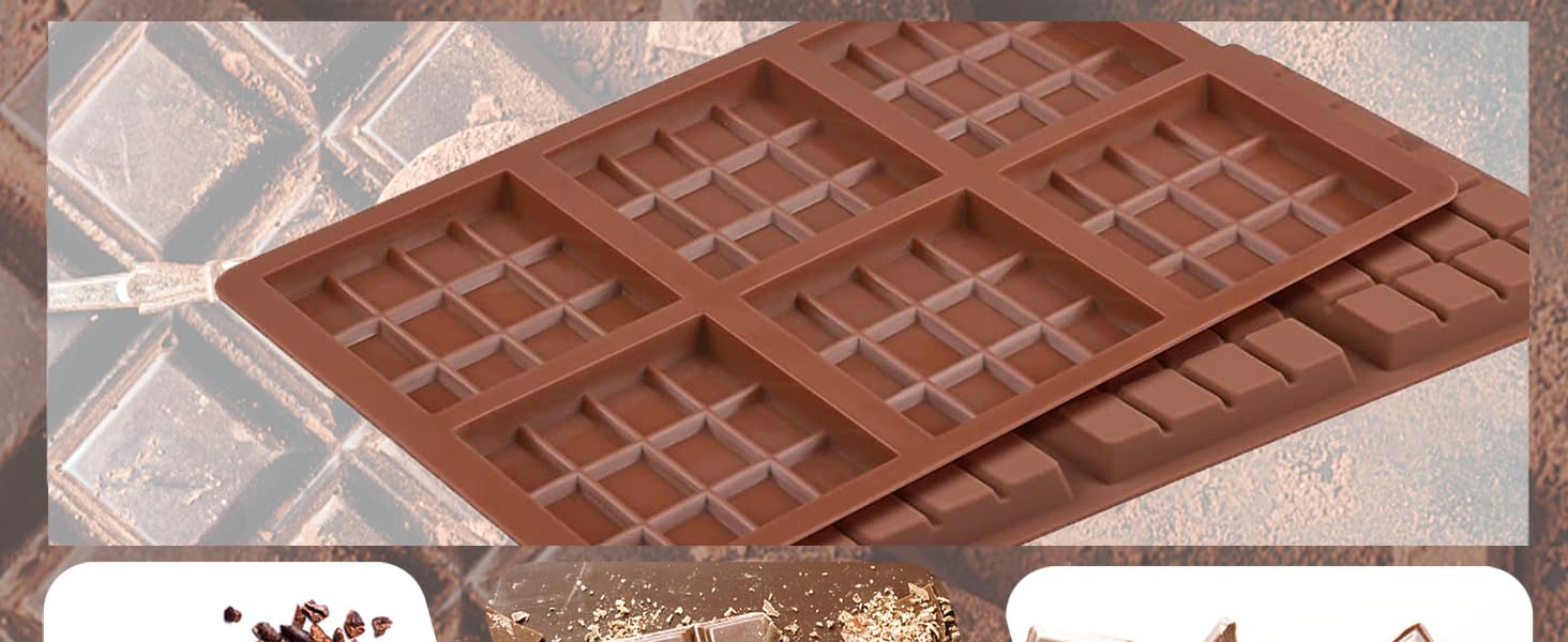 Chocolate Bar Molds Silicone Square Chocolate Molds 2 Pack Candy Molds Engery Bar