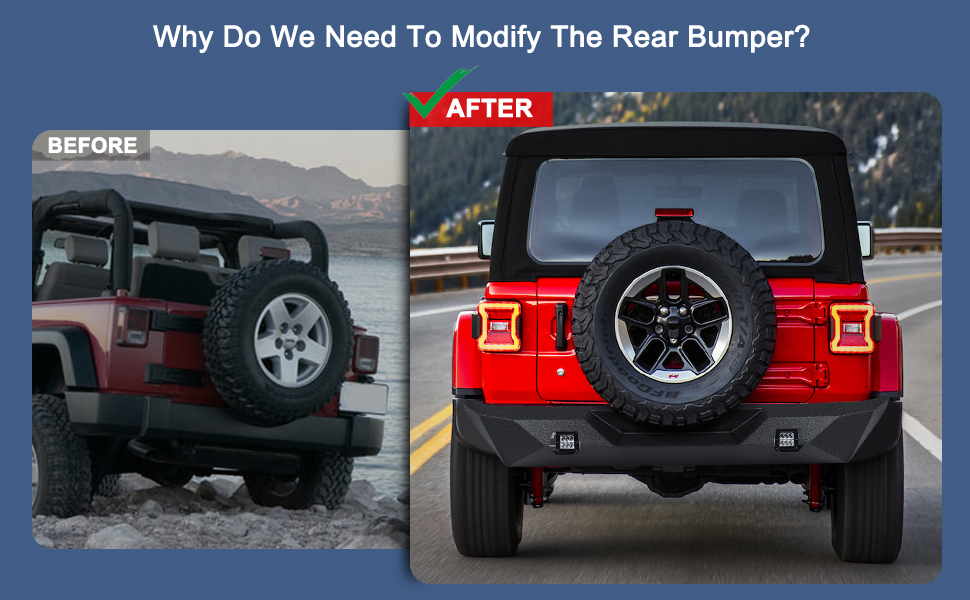 Peforway Off Road Bumper Combo Compatible with Jeep