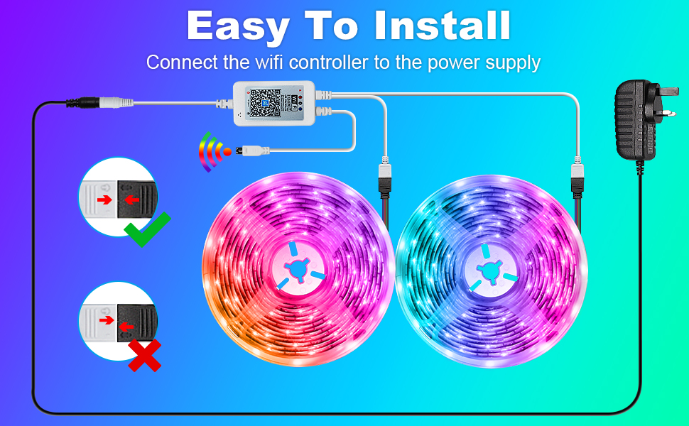 15M WiFi LED Strip Lights, CGN Smart Rope Lights RGB 5050 Color