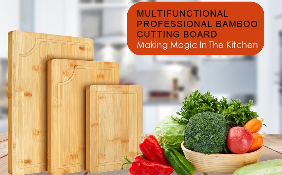 Olioeiao Bamboo cutting board set for Kitchen chopping