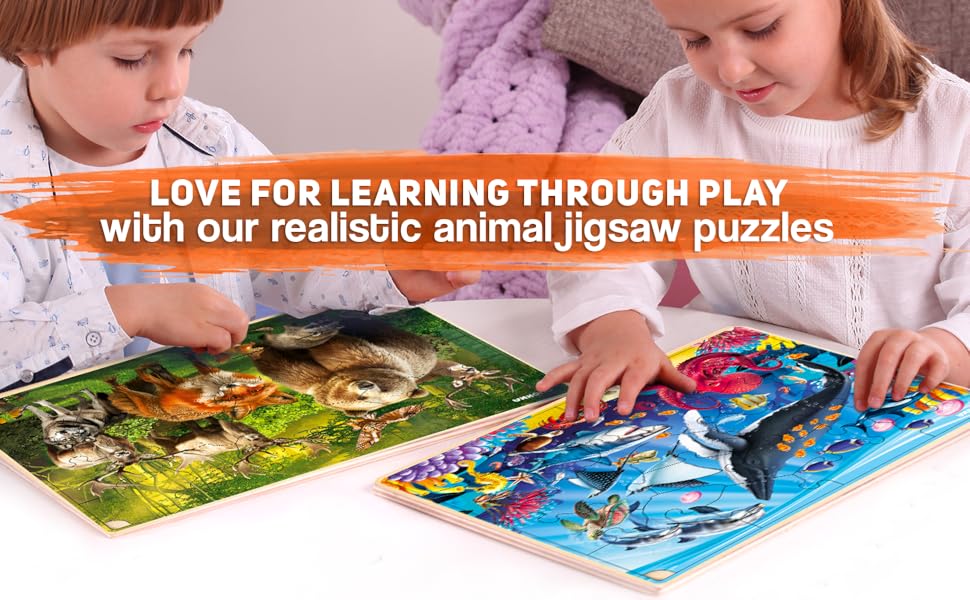 Wooden Kids Puzzles For 3 4 Year Olds 4x24 Pcs Jigsaws For Children