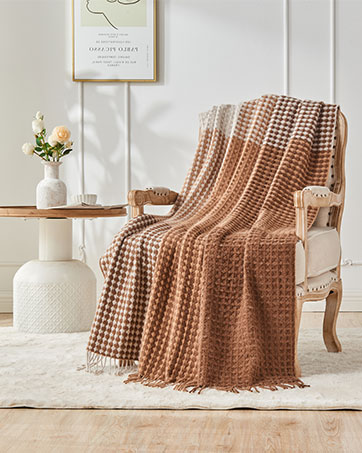 Camel Brown Wool Blanket for chair couch sofa