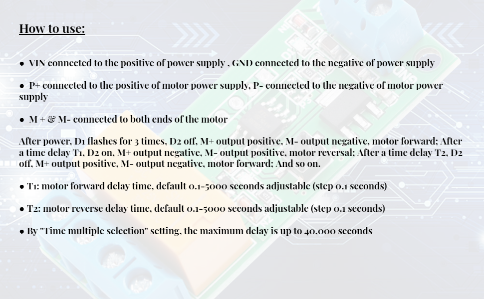 DC 5/6/9/12V Motor Reverse Polarity Relay Module Time Adjustable DPDT Delay Relay 2A Drive
