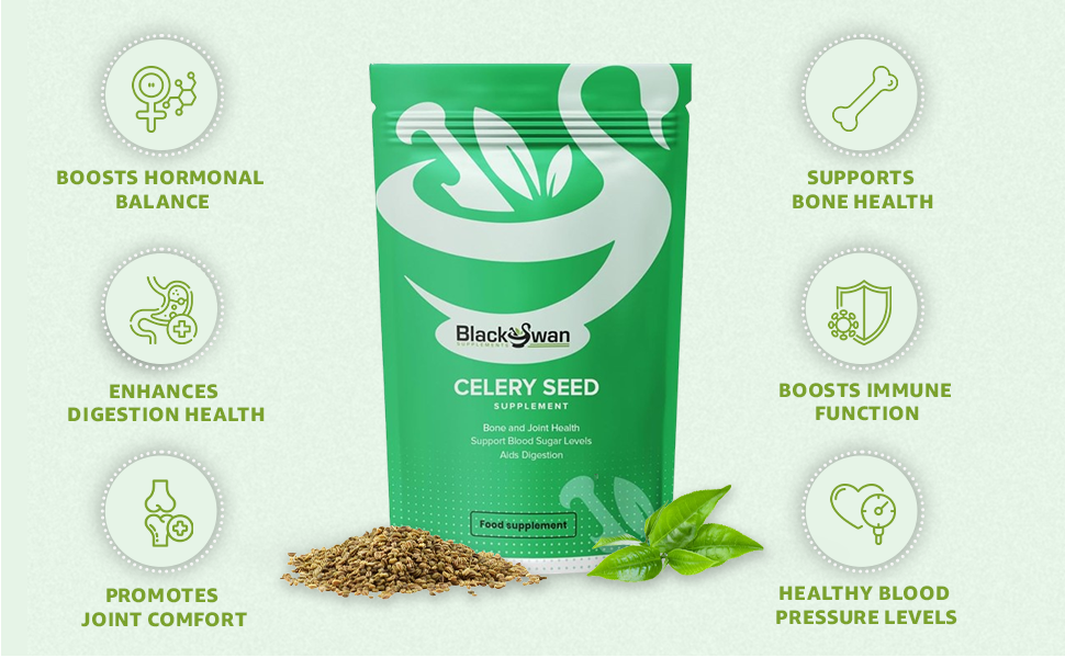 Black Swan Celery Seed Capsules 1000mg Antioxidant Formula Joint Health Body Detoxification