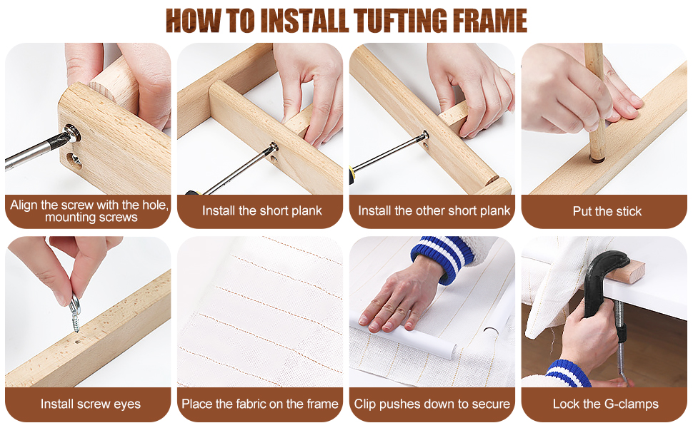 Rug Tufting Frame Rug Tufting Gun Frame with Universal PVC Clip, Monks Cloth & C