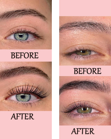 lash lift and brow lamination before and after