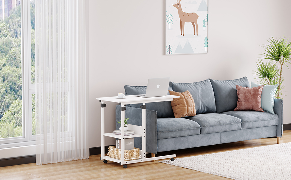 Dripex C Shaped Side Table, Sofa Couch Bed End Table, Height Adjustable