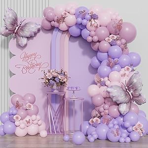 purple butterfly balloon garland