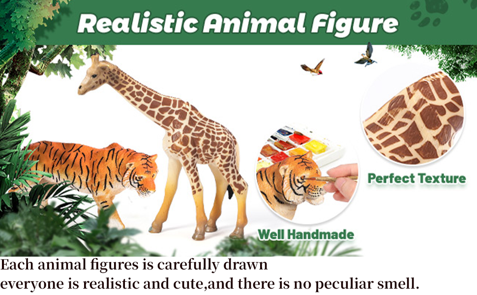 skisopet 30PCS Safari Animals Figures Toys Realistic Jumbo Wild Zoo Animal Figurines Plastic African Jungle Animals Playset for Kids Toddlers, with Tiger Lions, Elephants, Giraffes, Educational Toys 19 Safari Animals Figures Toys