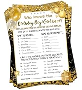 HOMANGA Who Knows The Birthday Boy Girl Best, Birthday Game Cards for Party Activities, Game Card...