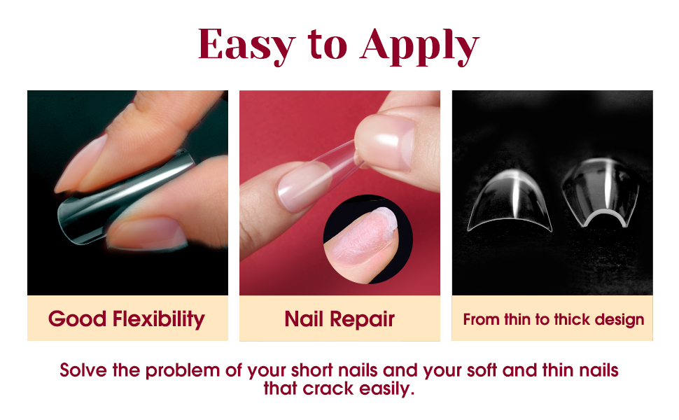 504PCS Full Cover Long Coffin Nail Tips Clear Fake Nail