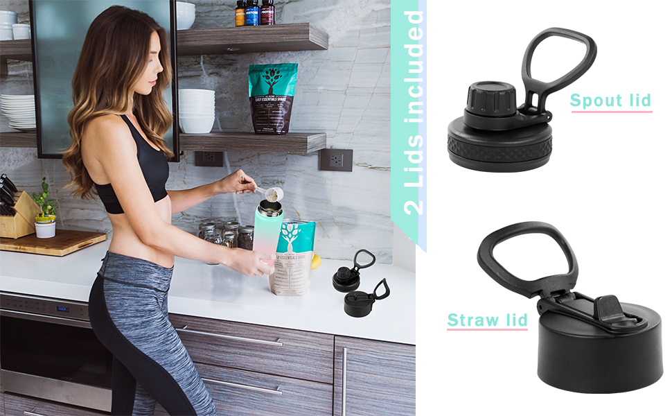 Akyta Sports Stainless Steel Water Bottle with Straw, Spout