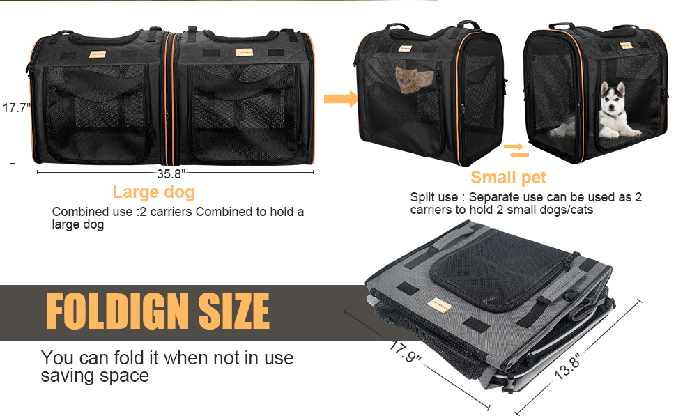 Portable 2in1 Pair Compartment Display Home Cat Carrier