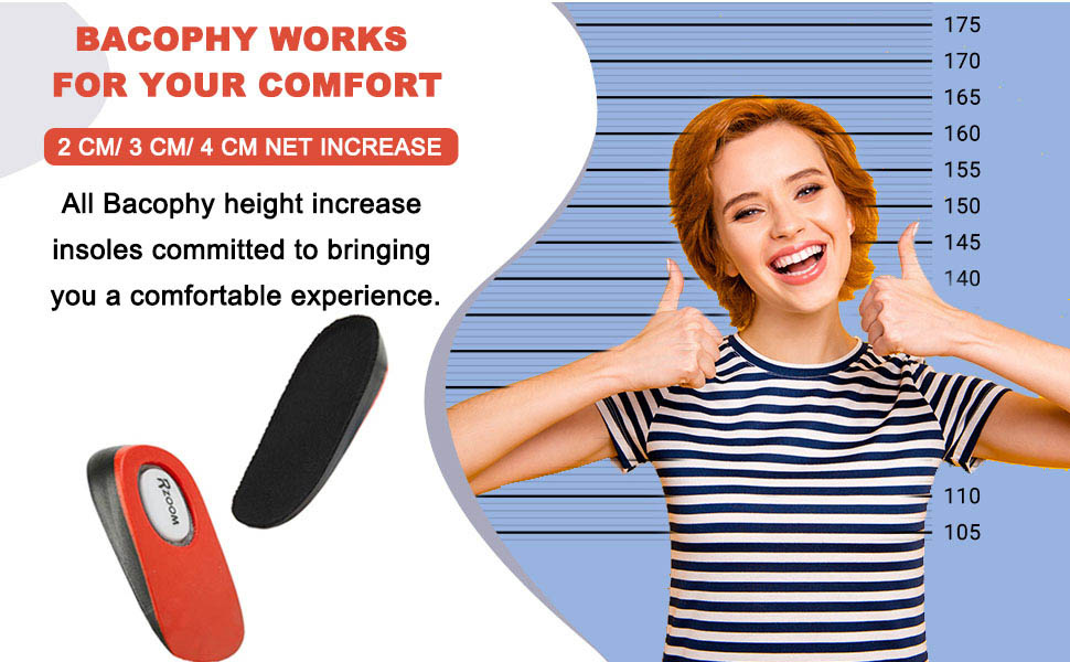 Bacophy Height Increase Insoles 2CM/3CM/4CM, Invisible Shoe