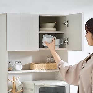 アイリスオーヤマ キッチンキャビネット オフホワイト IRIS OHYAMA キッチン収納 キャビネット 食器棚 ガラス扉 木製
