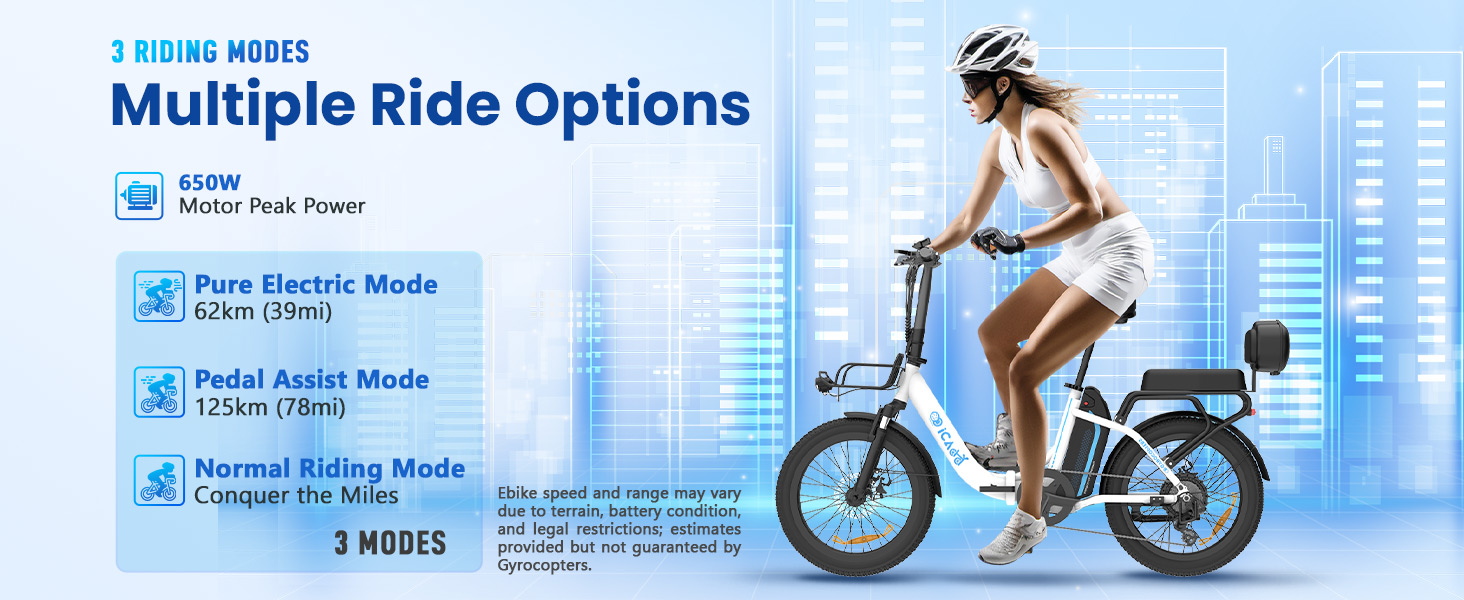 iCaddy electric bike with 3 riding modes