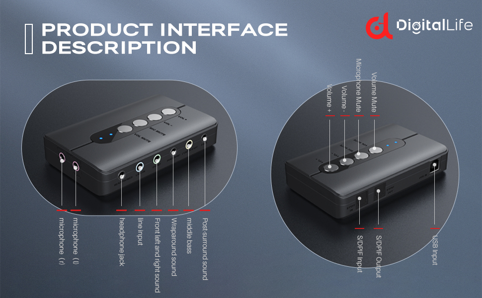 DigitalLife External 7.1 USB Audio Adapter External Sound Card
