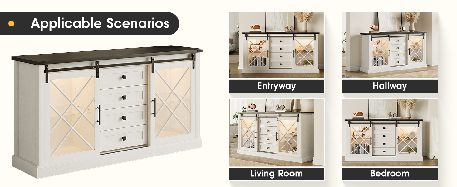 Maupvit 60'' W Dresser for Bedroom with 4 Drawers and