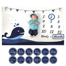 Whale growth blanket Includes 12 milestone sticker and 2 month markers